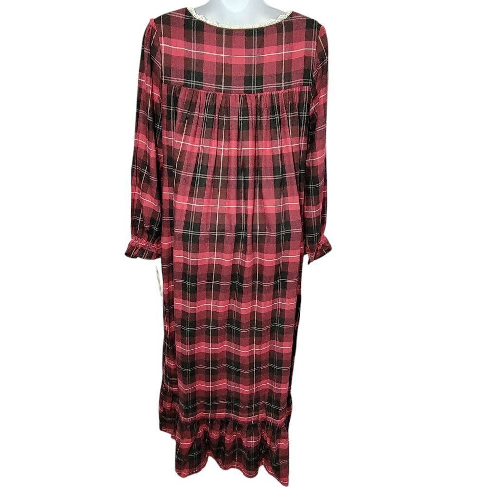 Eileen West Nightgown Womens Size XS Hollyberry Plaid Pajama Long Lace Cottage‎ - Picture 5 of 16